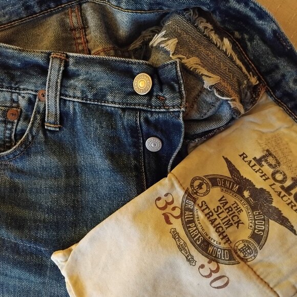 Polo Ralph Lauren jeans - medium dark blue  distressed jeans - size 32 x 30 - Picture 5 of 5